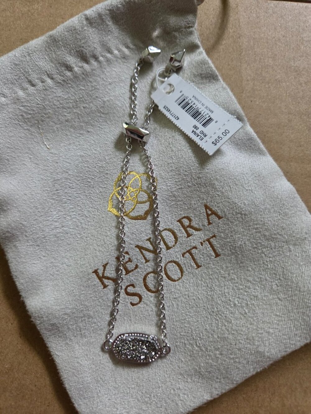 NWT! Kendra Scott Elaina Silver Drusy Chain Bracelet